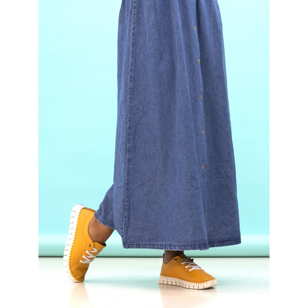 St Austell Yellow Leather Plimsoll