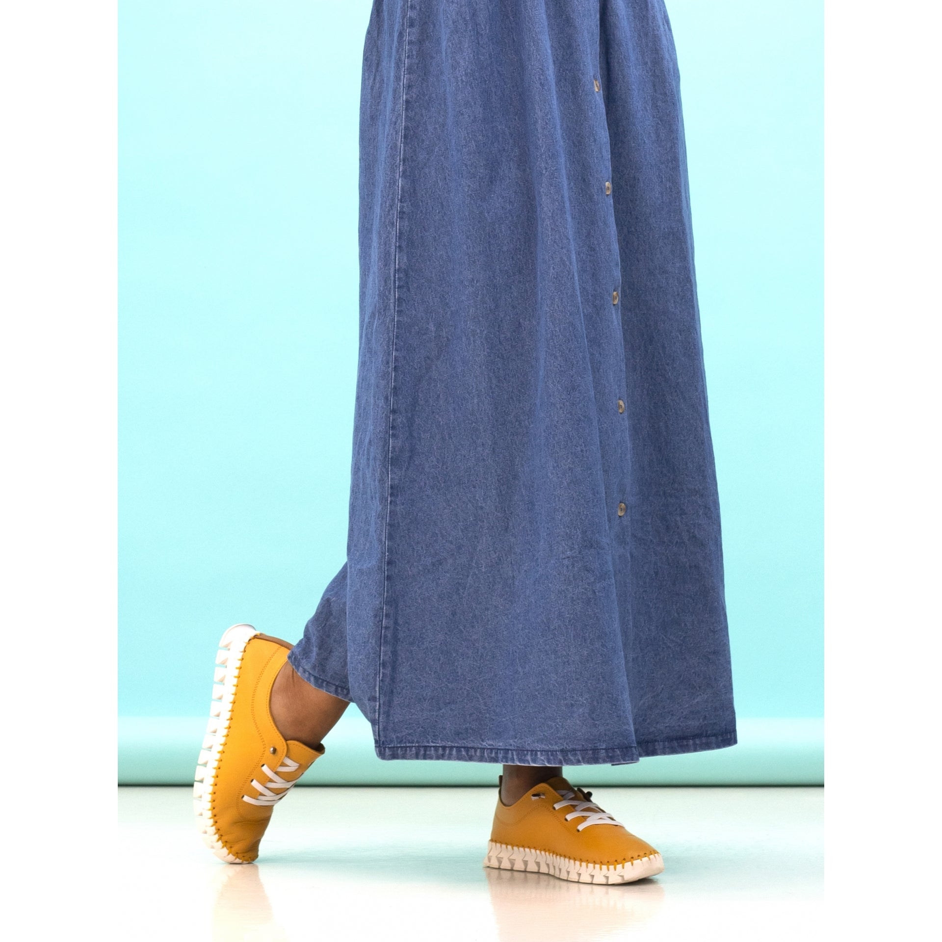 St Austell Yellow Leather Plimsoll