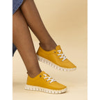 St Austell Yellow Leather Plimsoll