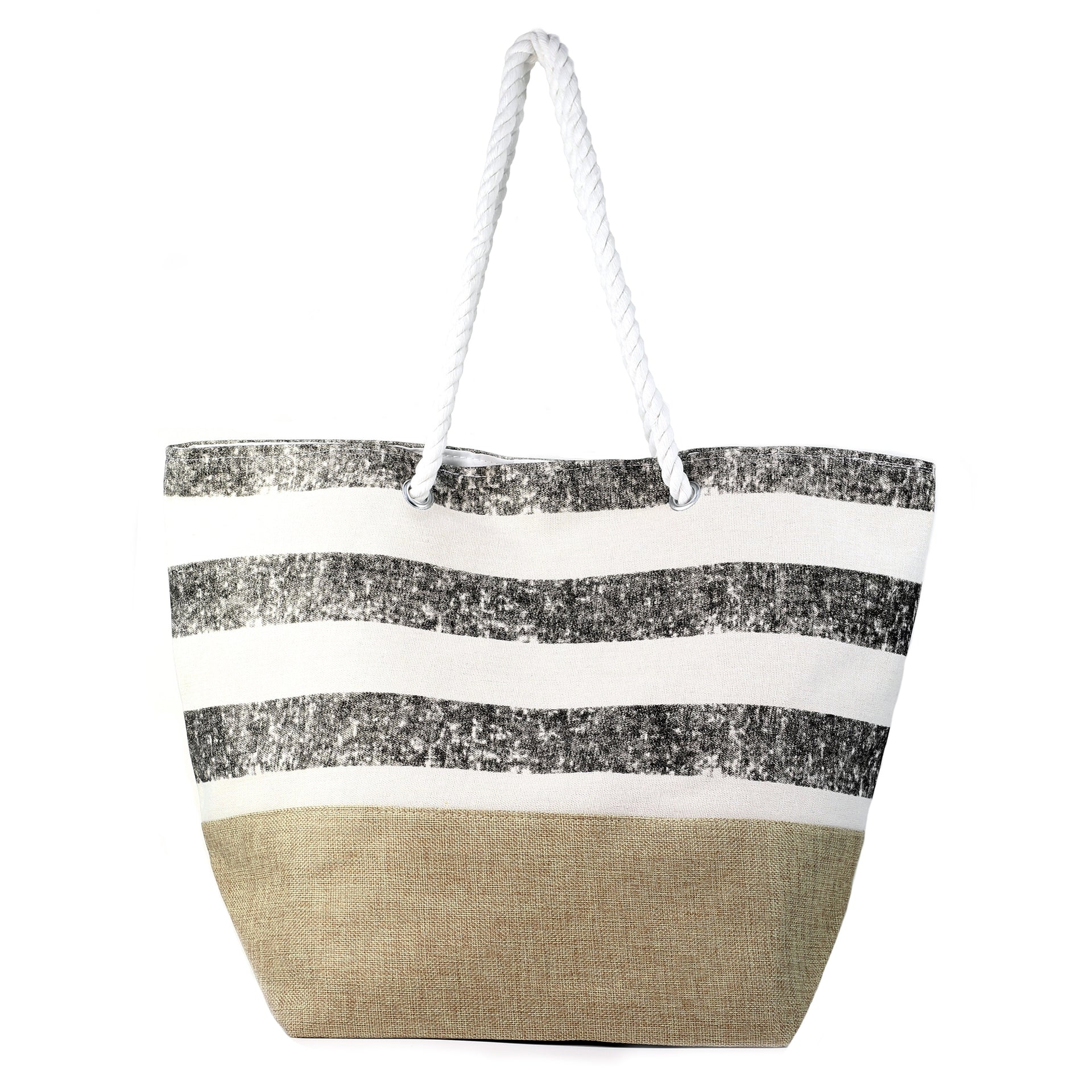 Blush Grey Stripe Beach Bag