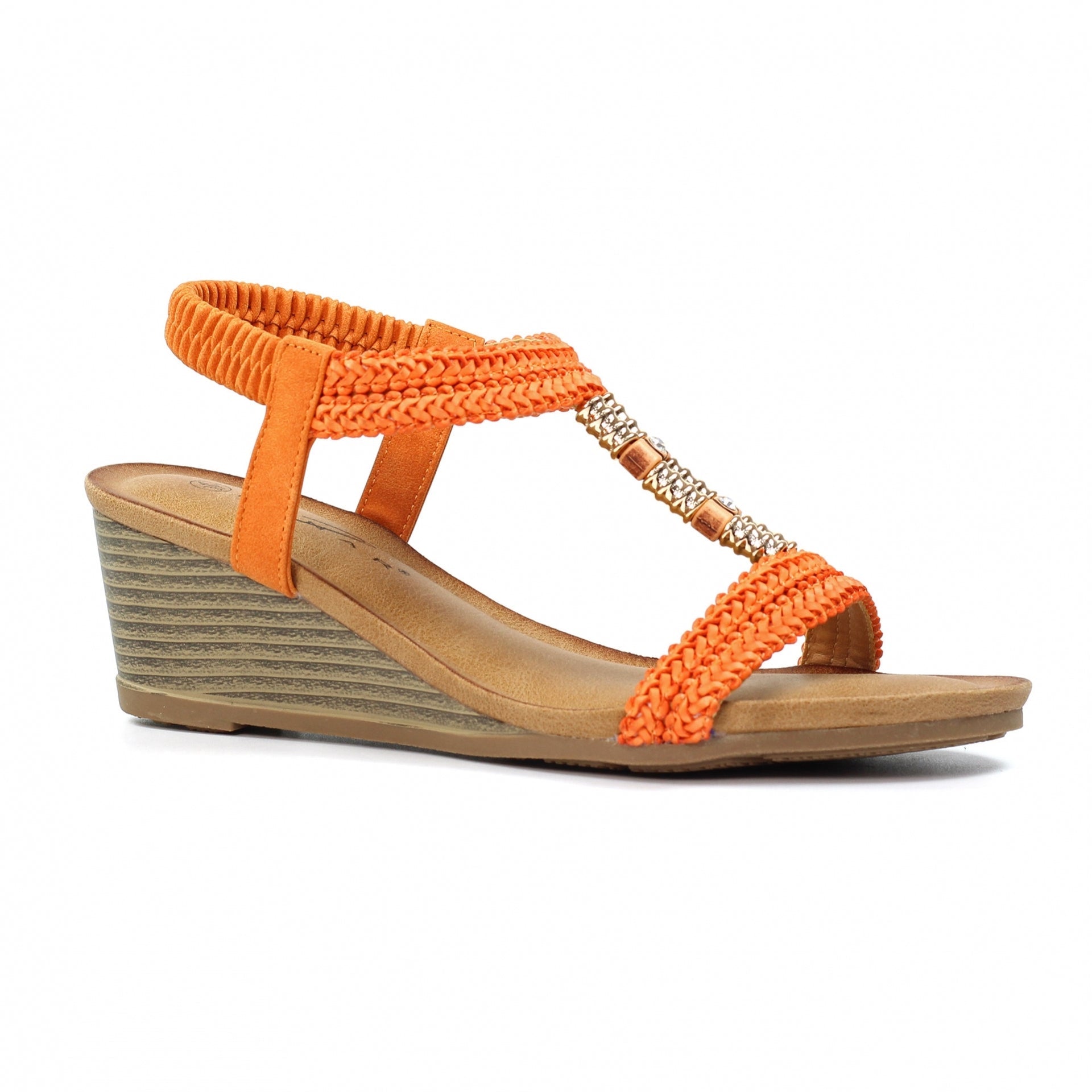 Florence Orange Wedge Sandal