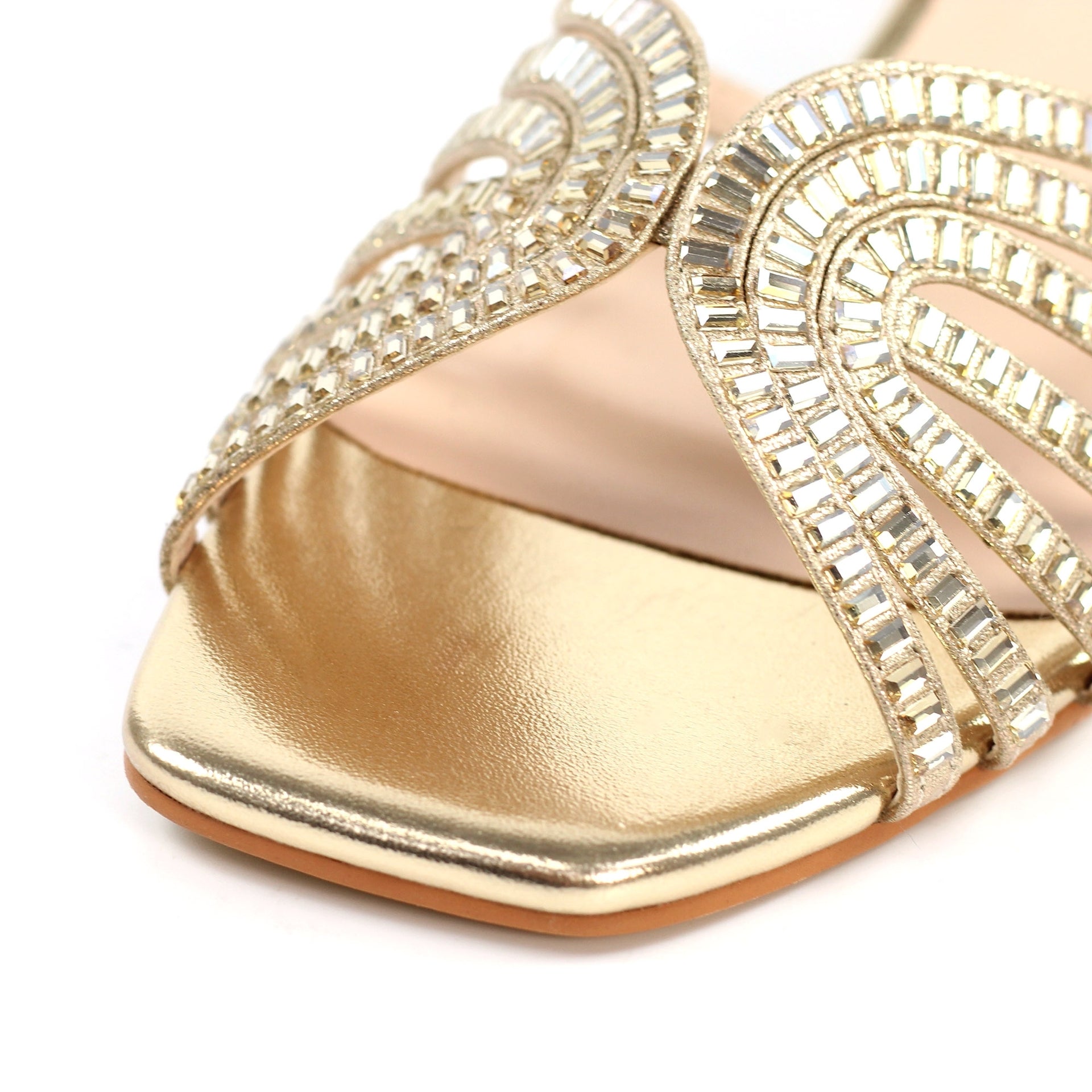 Twinkle Gold Block Heel Sandal