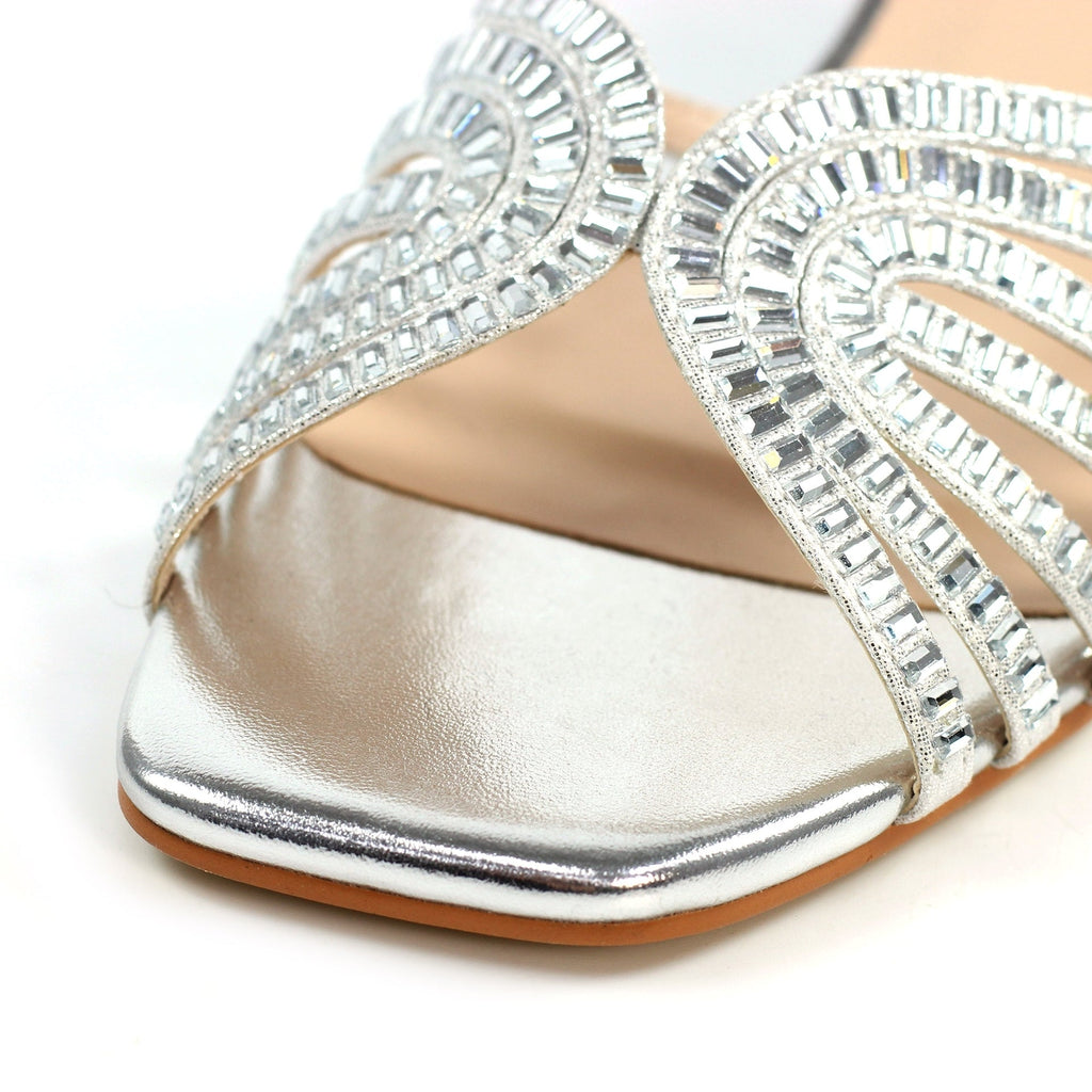 Twinkle Silver Block Heel Sandal