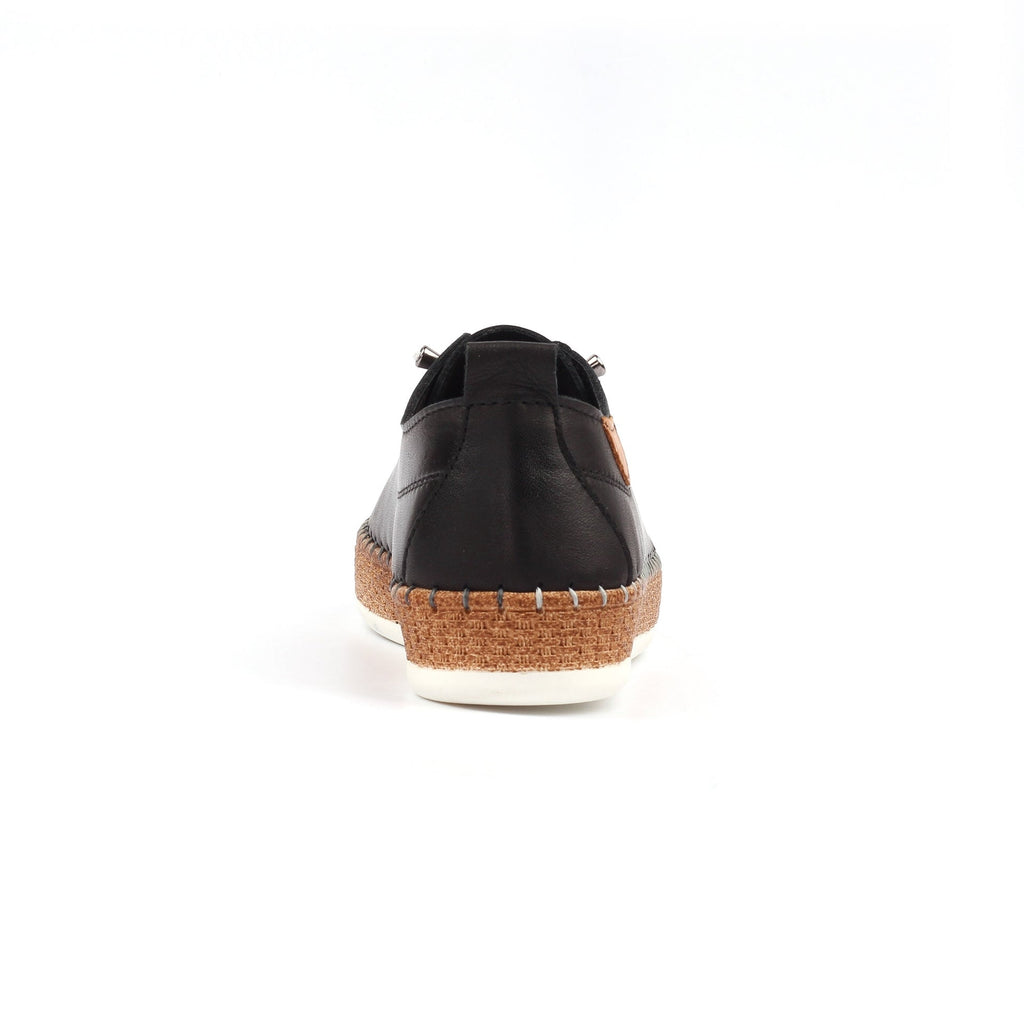 Evie Black Leather Plimsoll