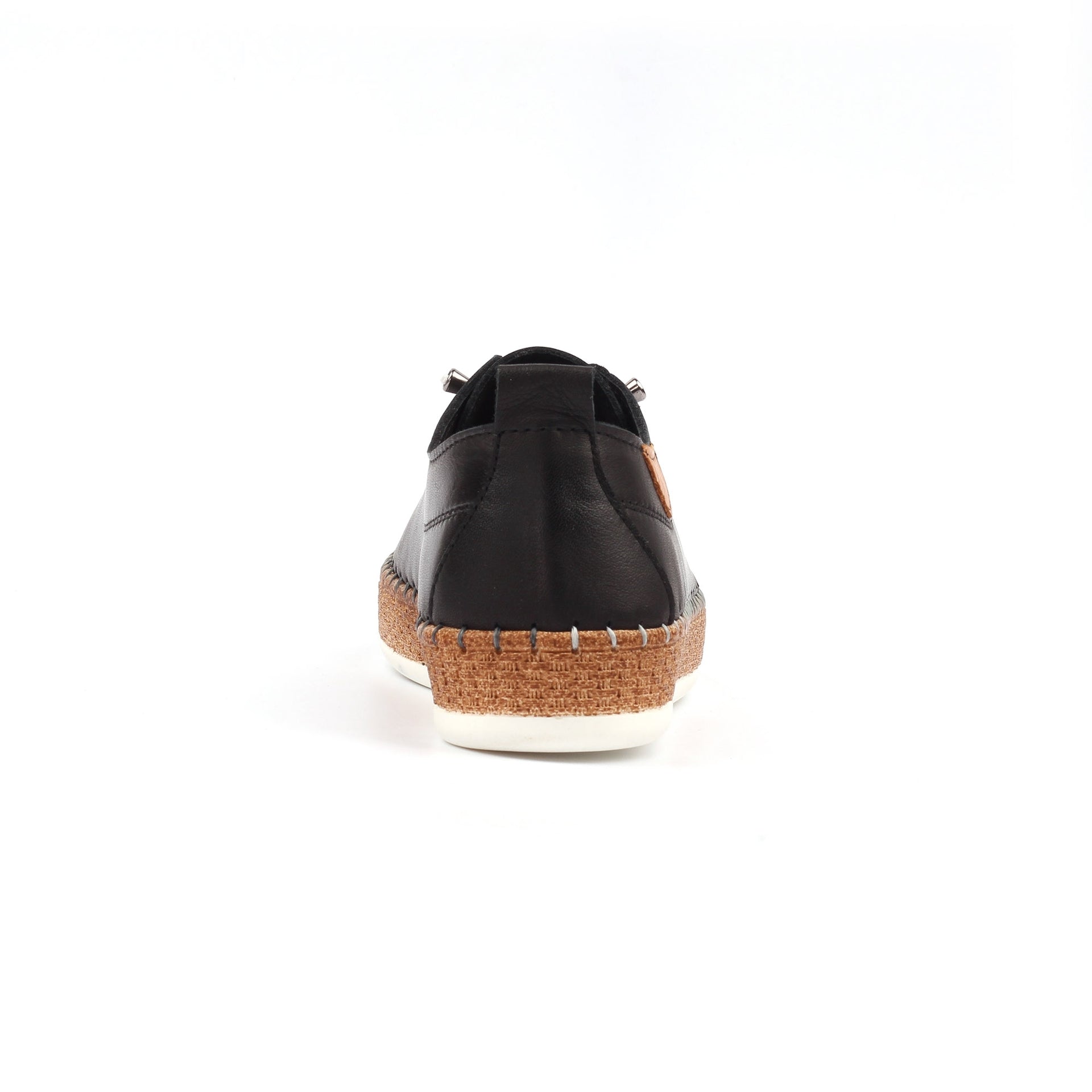 Evie Black Leather Plimsoll