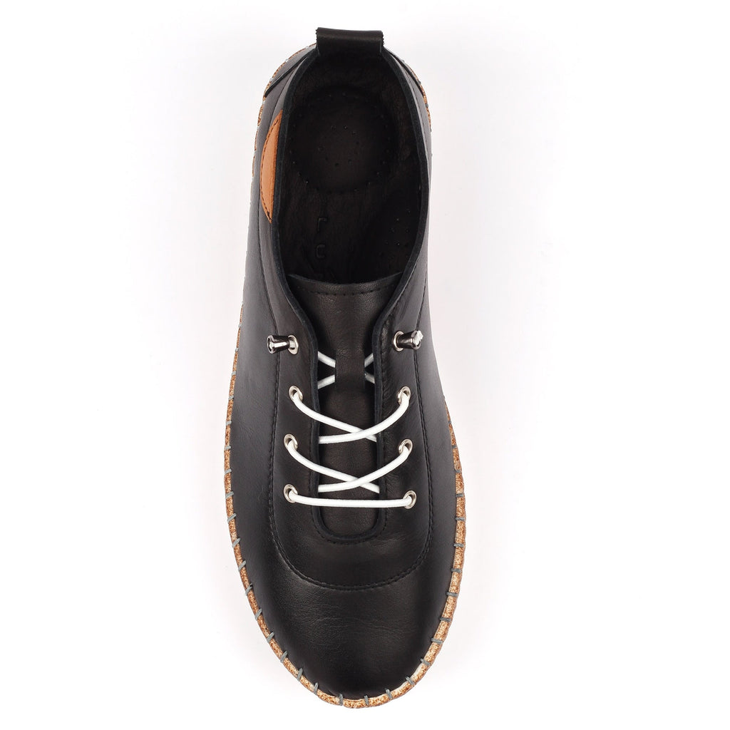 Evie Black Leather Plimsoll