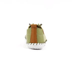 St Ives Khaki Leather Plimsoll