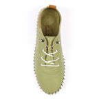 St Ives Khaki Leather Plimsoll