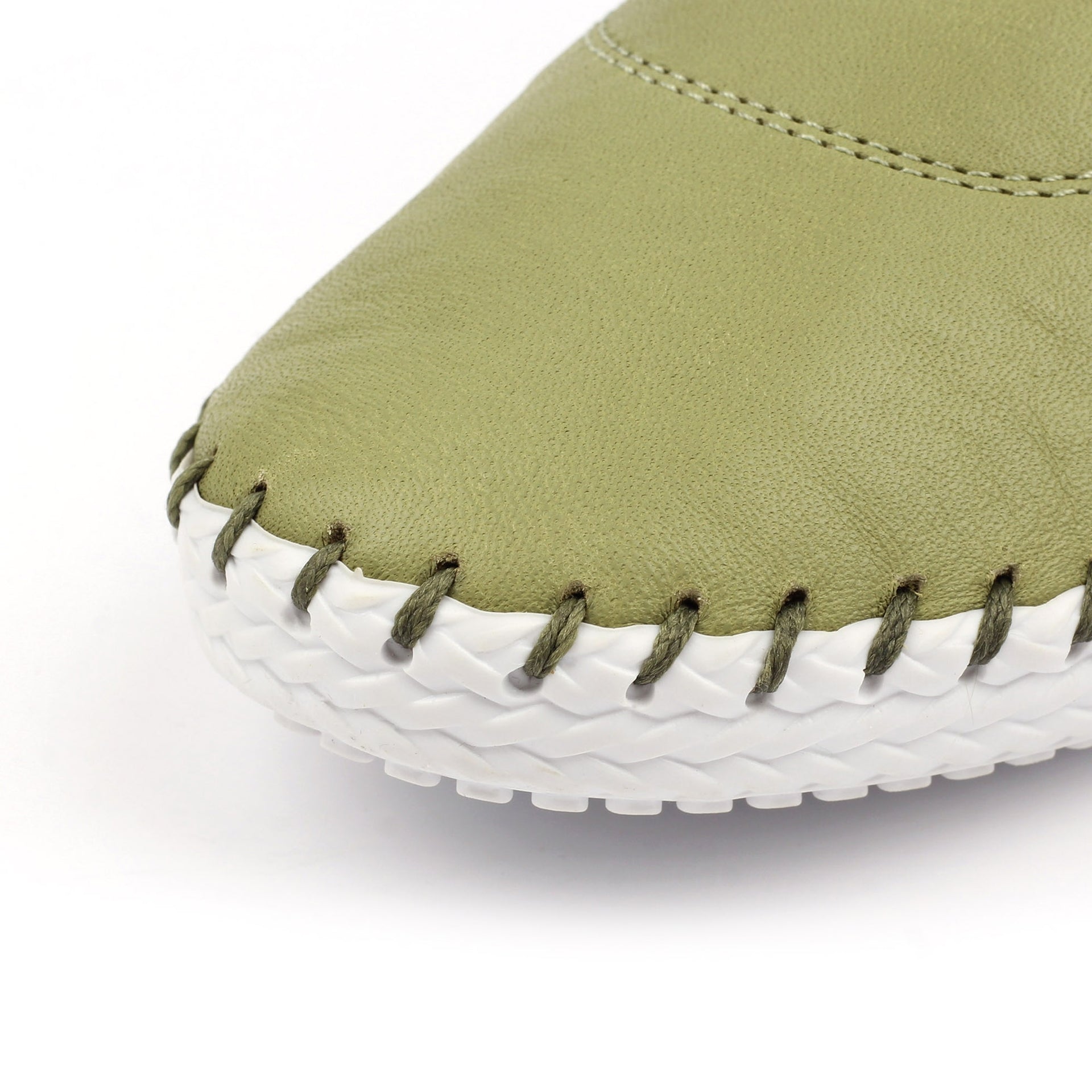 St Ives Khaki Leather Plimsoll
