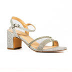 Shazam Silver Block Heel Sandal