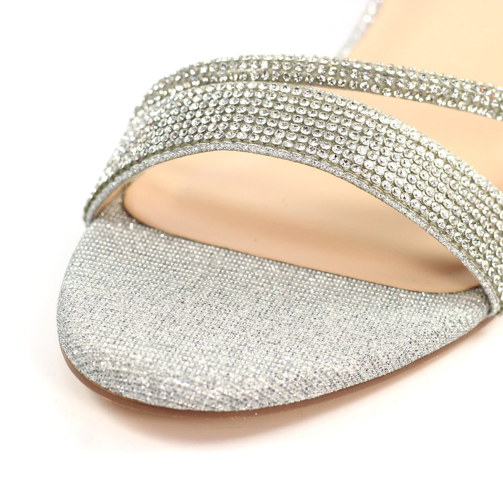 Shazam Silver Block Heel Sandal