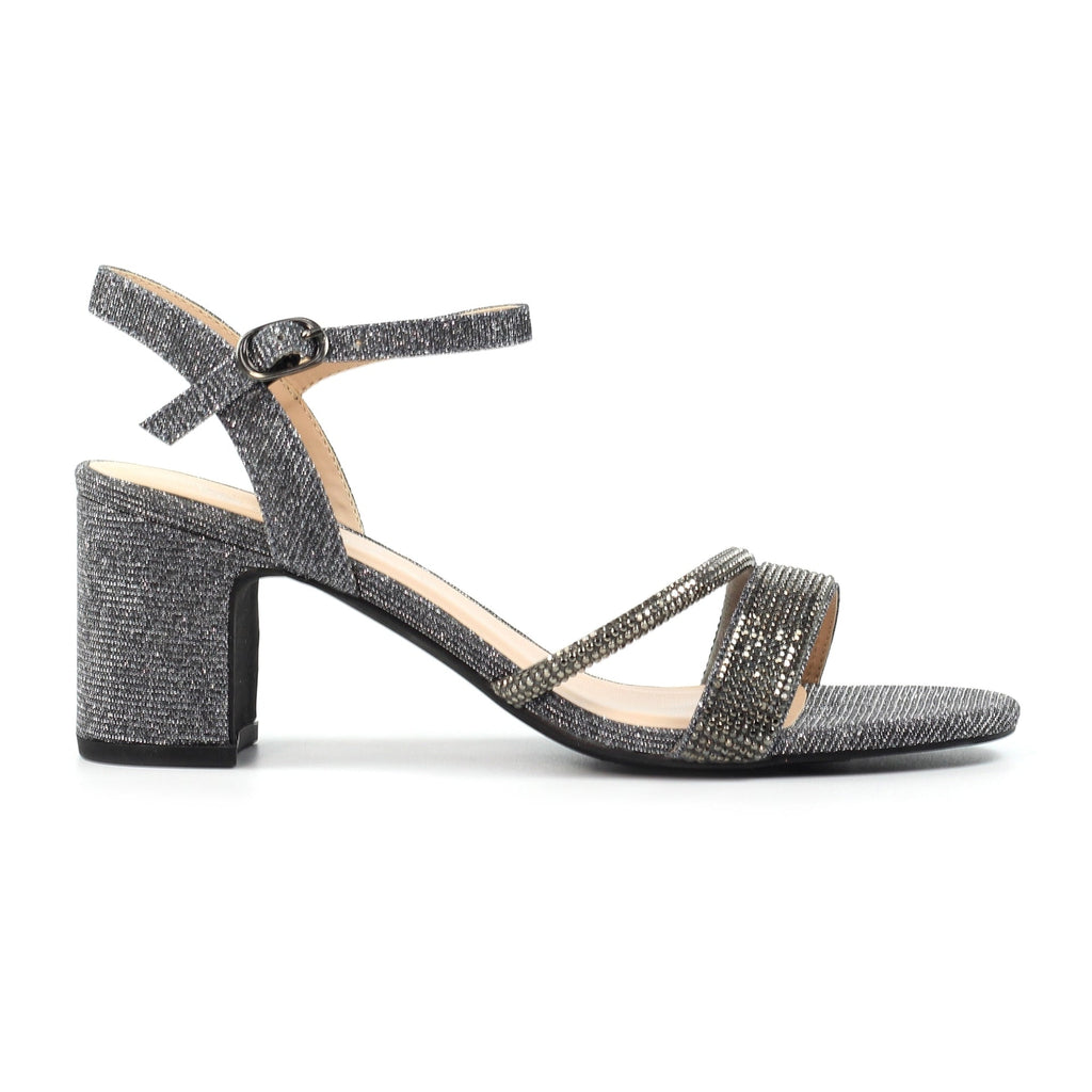 Shazam Pewter Block Heel Sandal