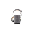 Shazam Pewter Block Heel Sandal