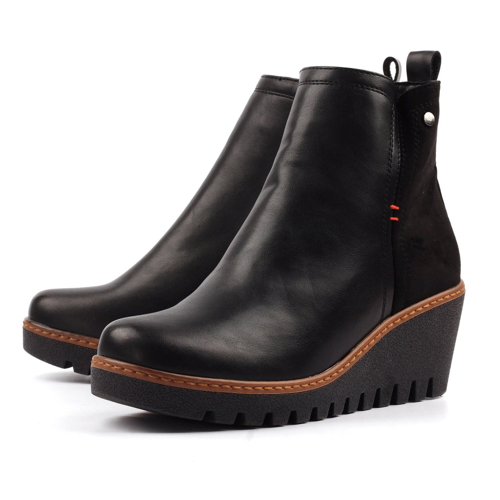 Pixie Black Ankle Wedge Boot