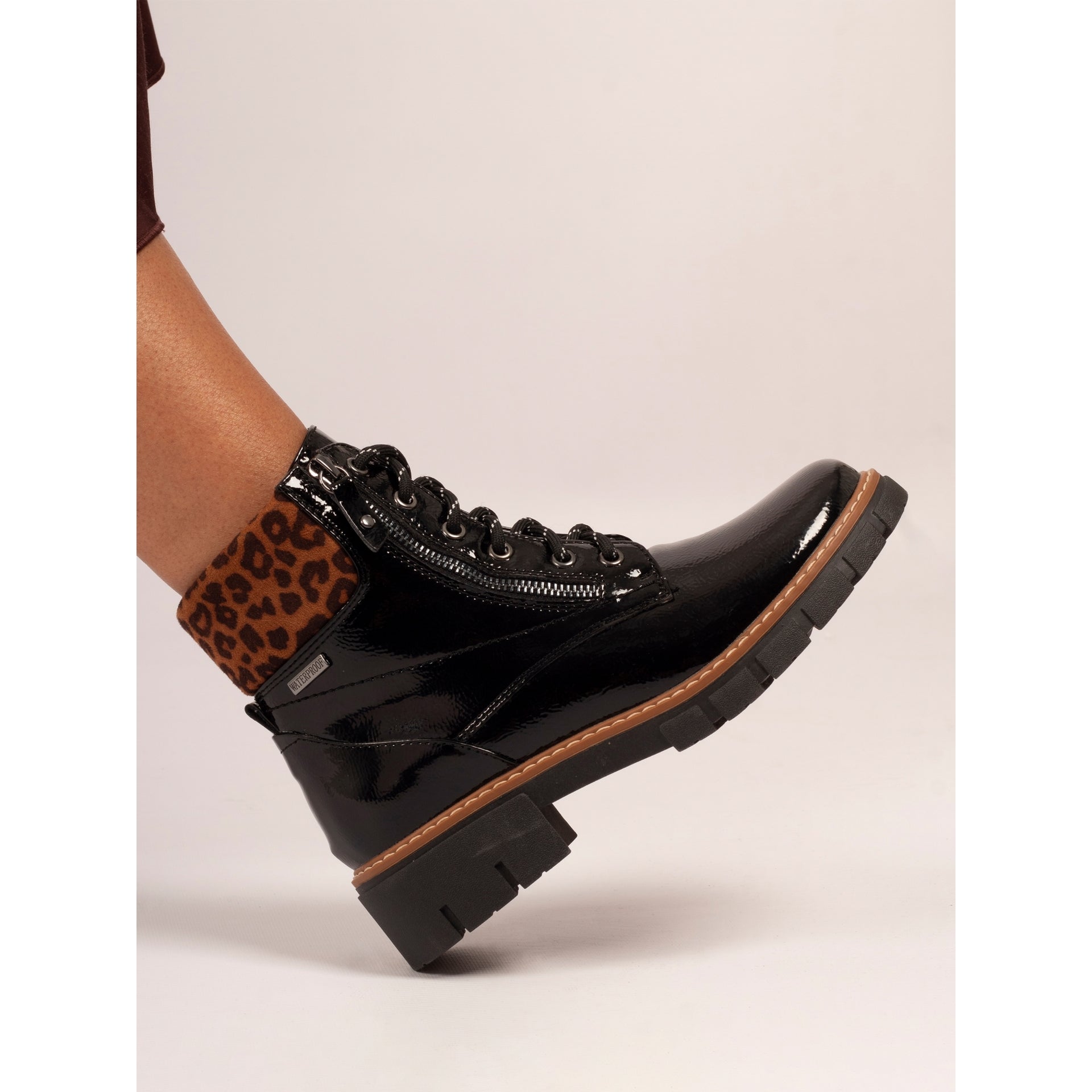 Bowen Black Patent Waterproof Boot
