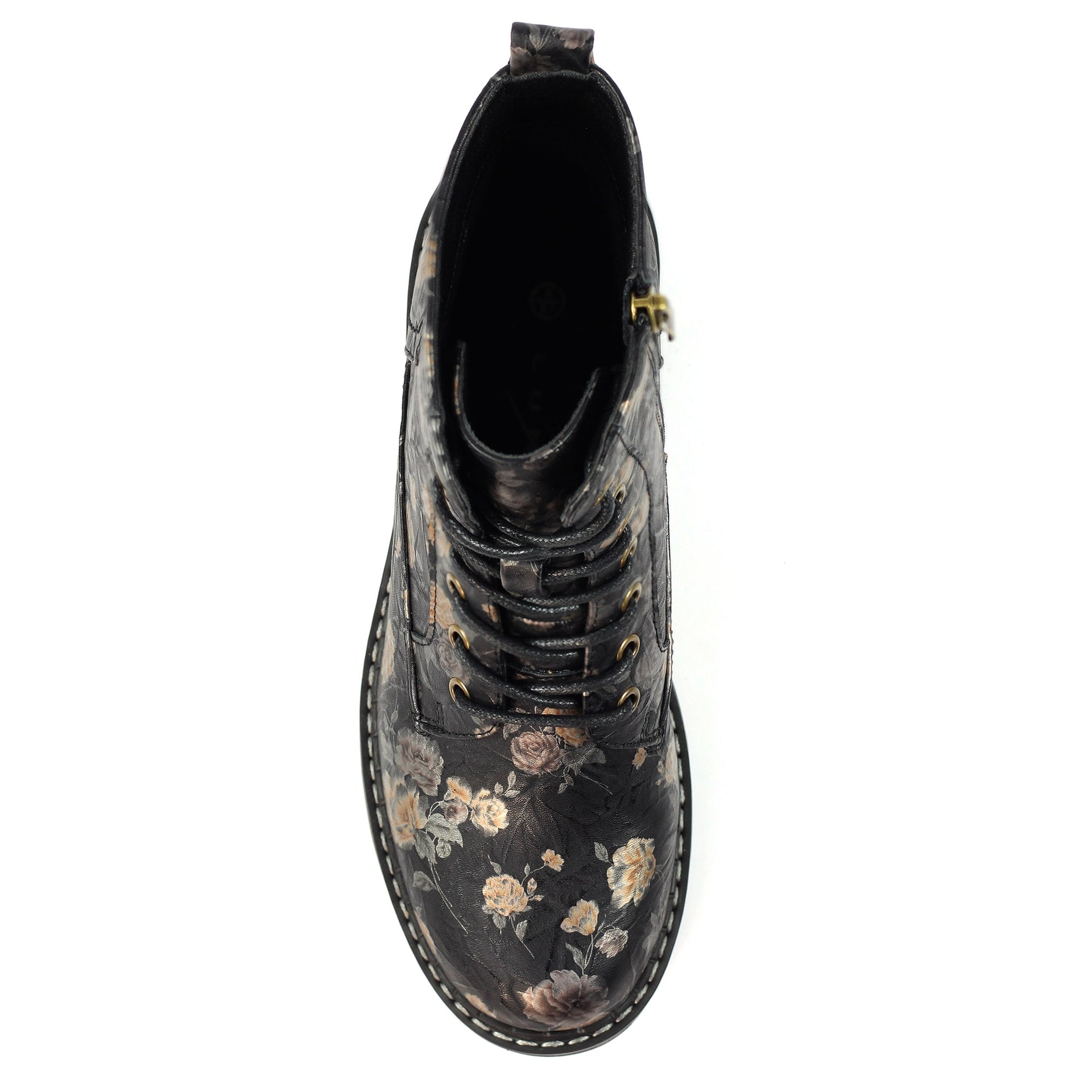 Dazzle Black Floral Ankle Boot