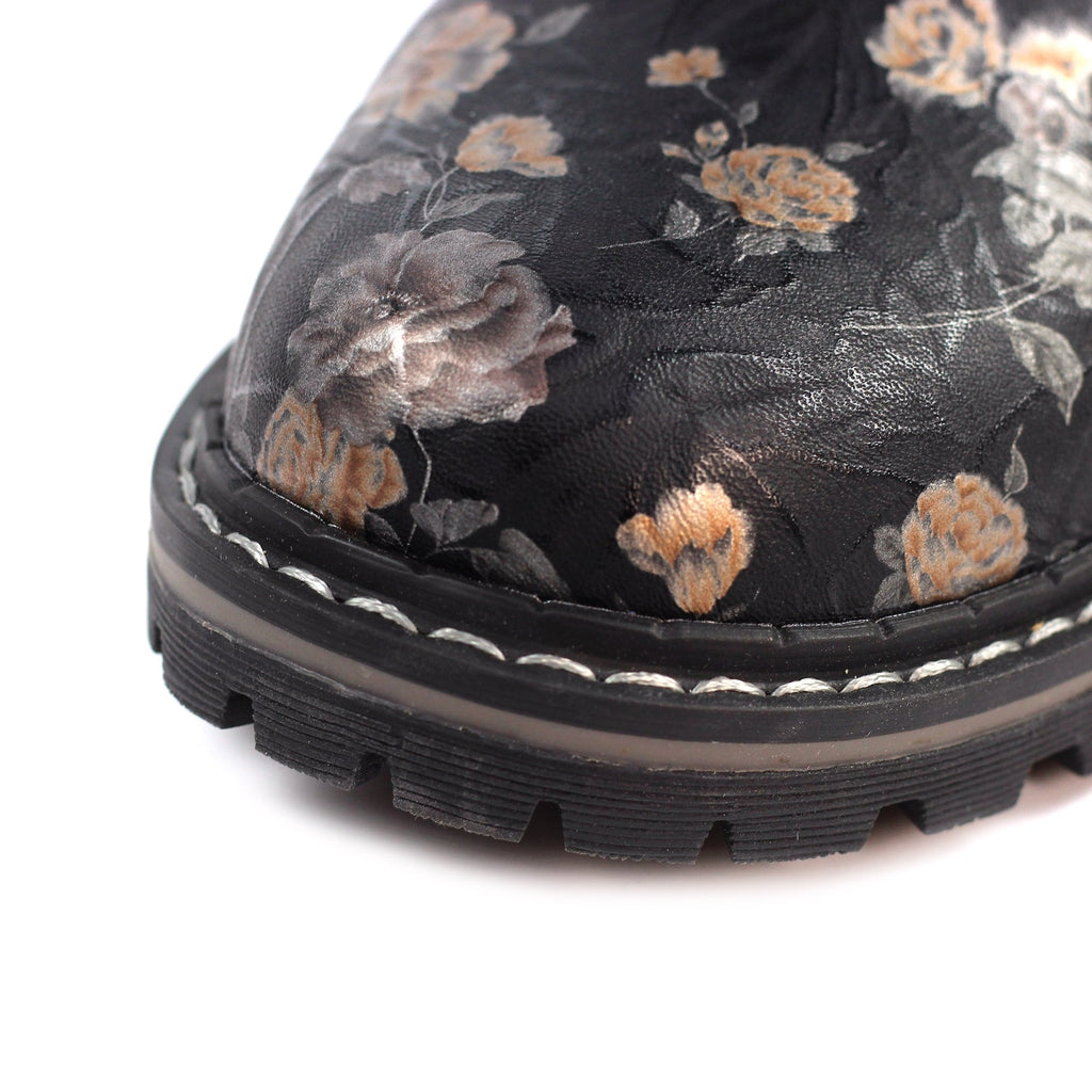 Dazzle Black Floral Ankle Boot