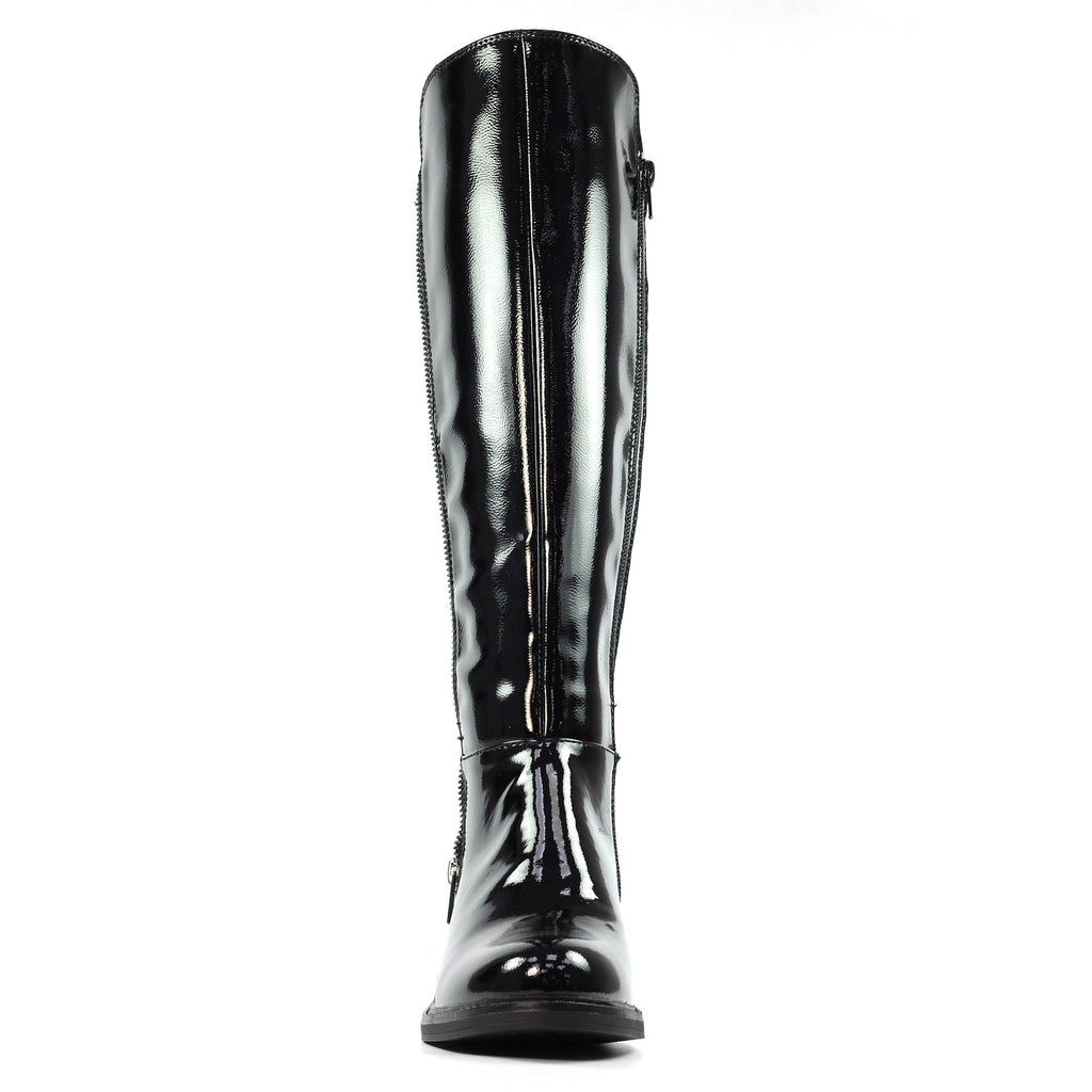 Perkins Black Patent Long Boot