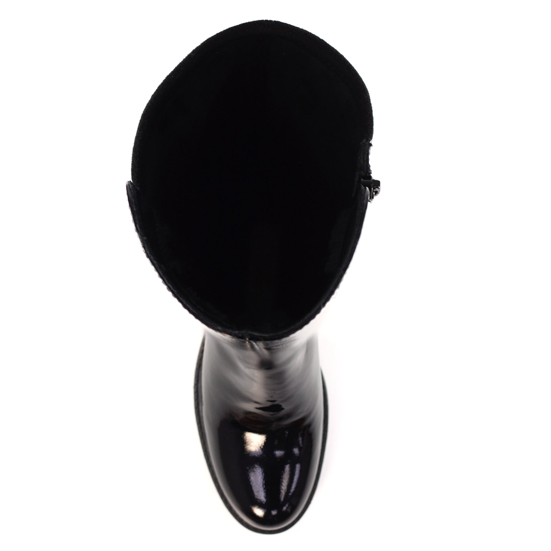 Perkins Black Patent Long Boot