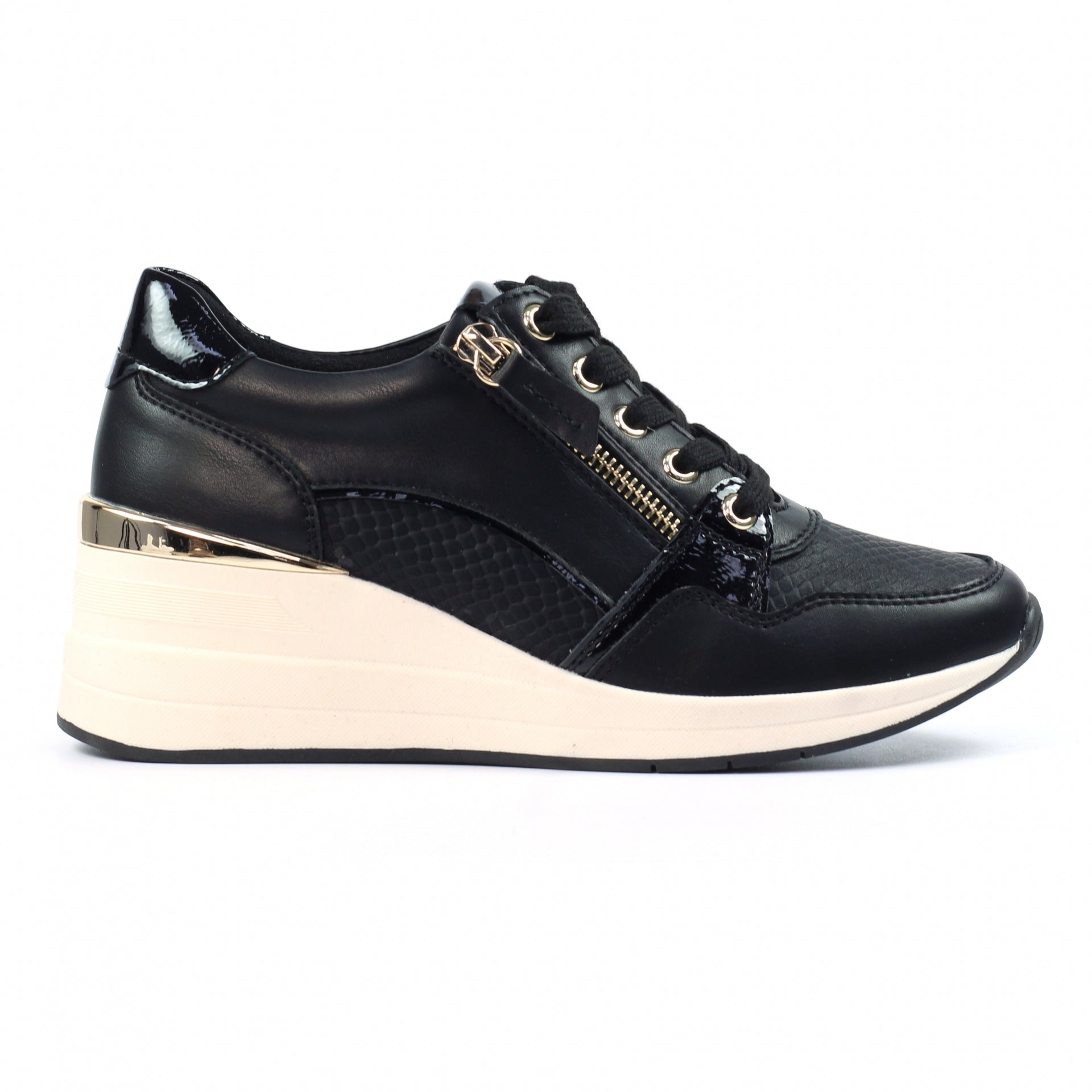Juno Black Wedge Trainer
