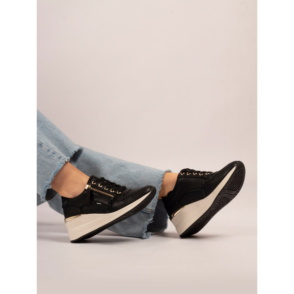 Juno Black Wedge Trainer