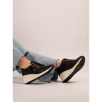 Juno Black Wedge Trainer