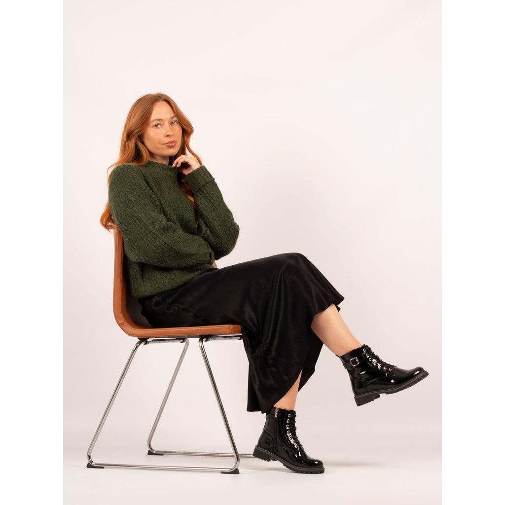 Parlour Black Patent Ankle Boot