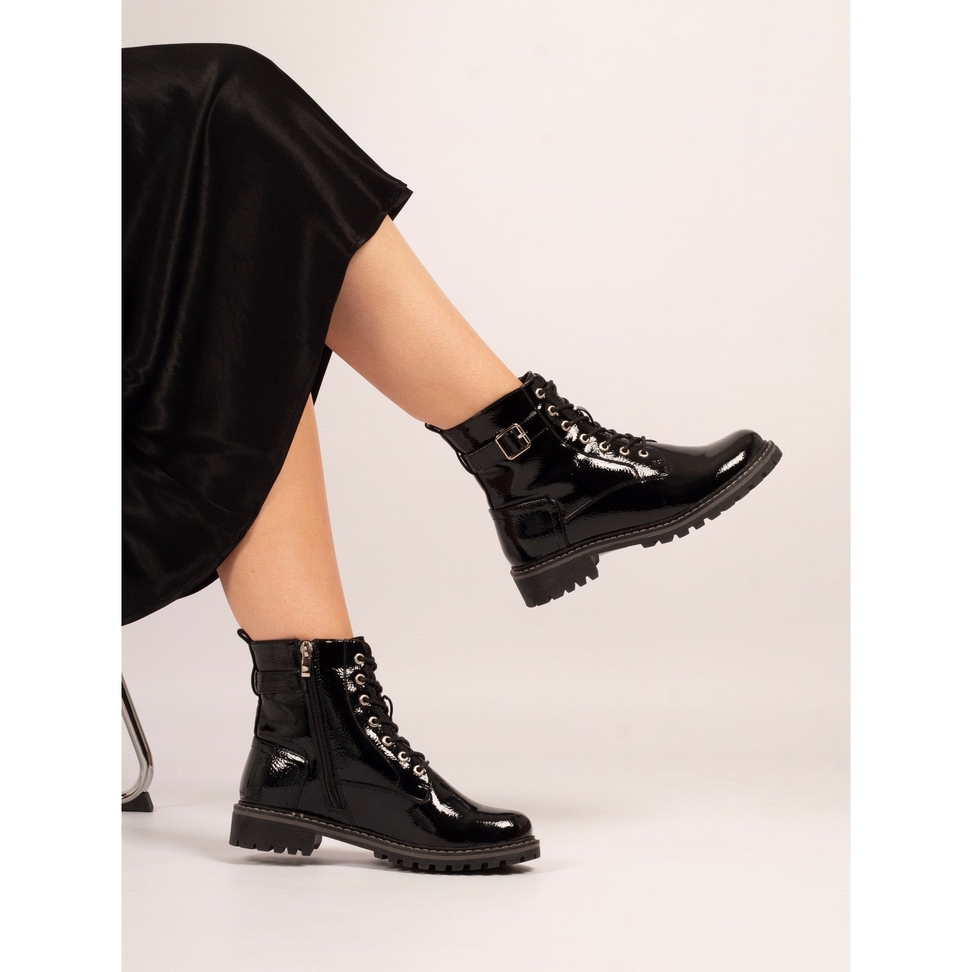 Parlour Black Patent Ankle Boot