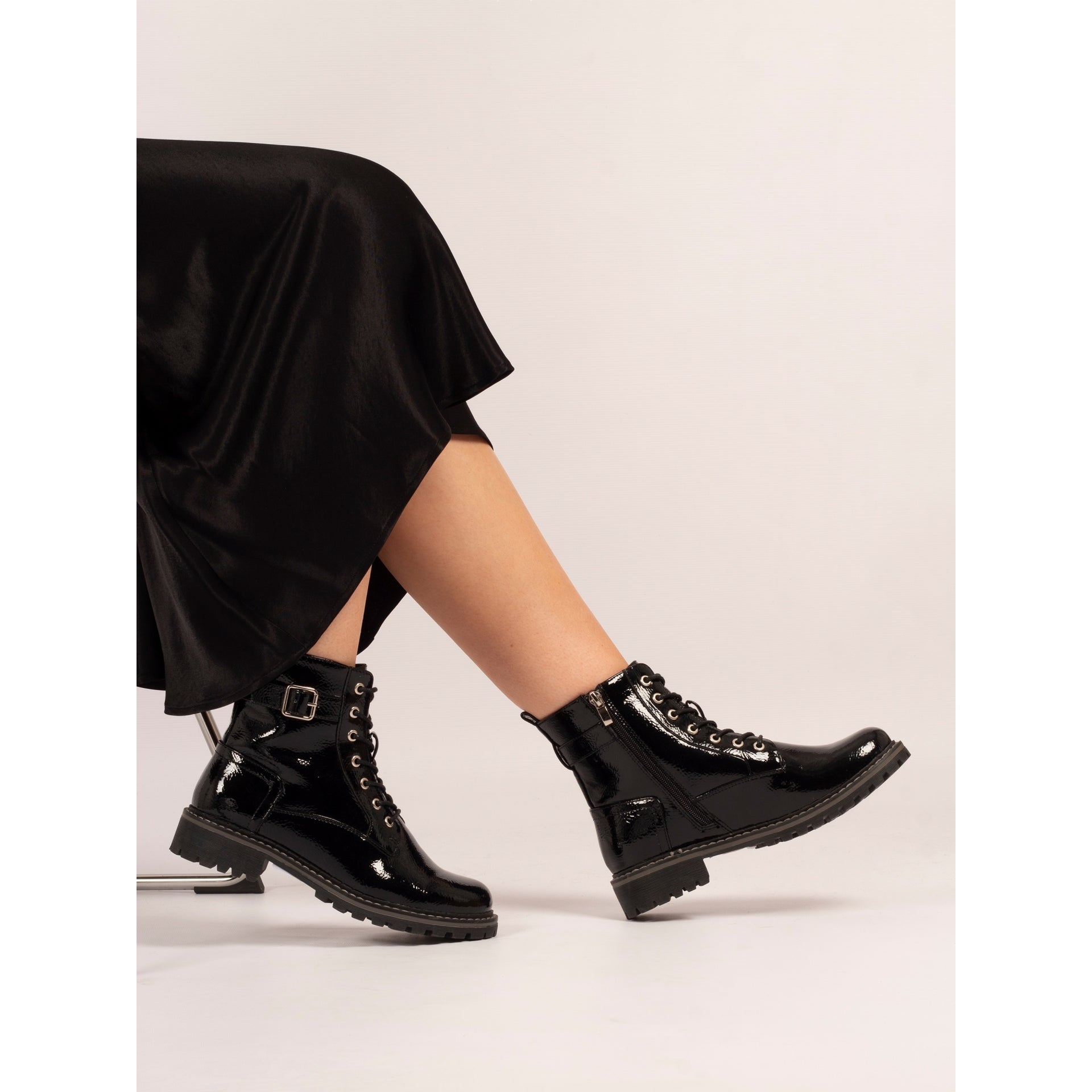 Parlour Black Patent Ankle Boot