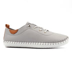 St Ives Light Grey Leather Plimsoll