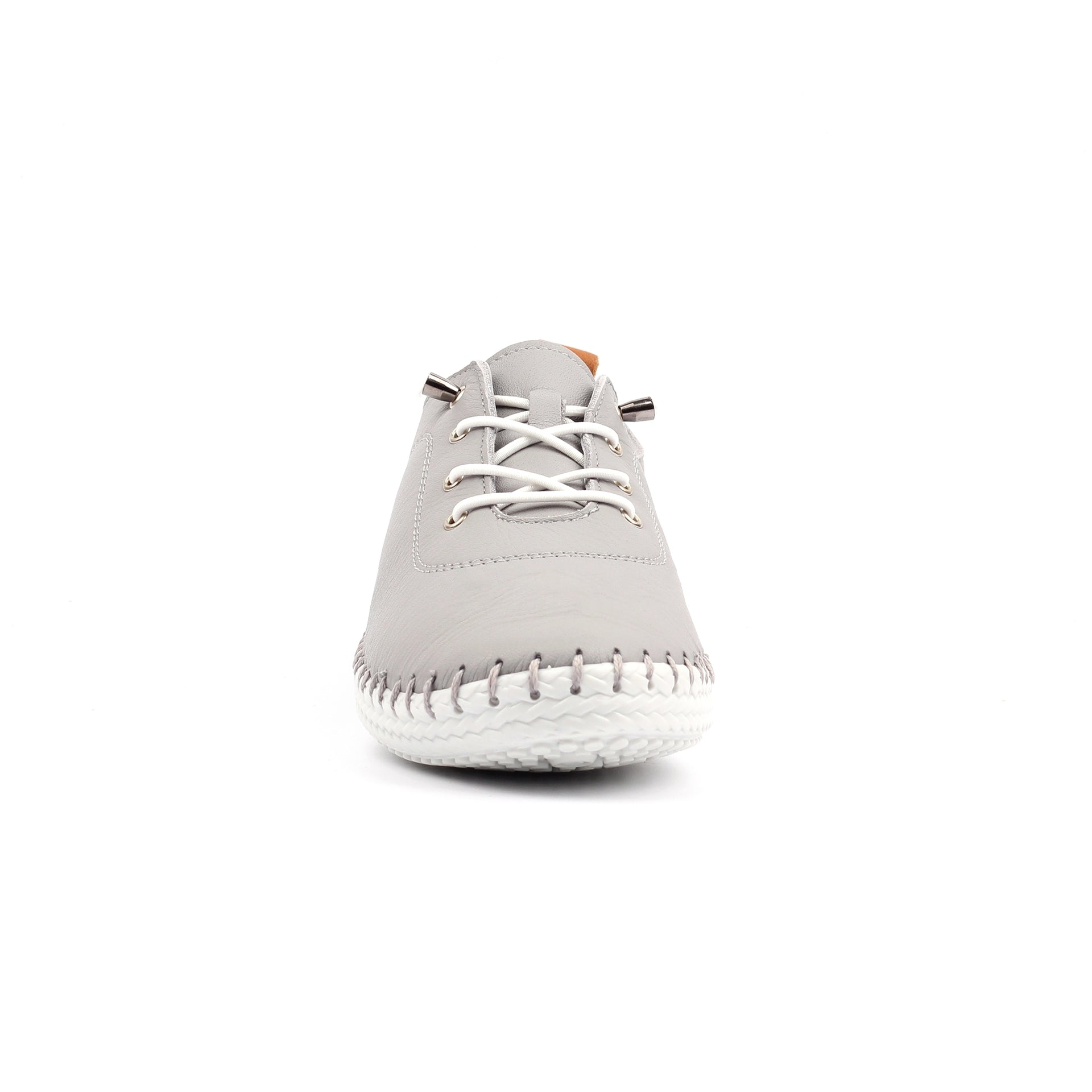St Ives Light Grey Leather Plimsoll
