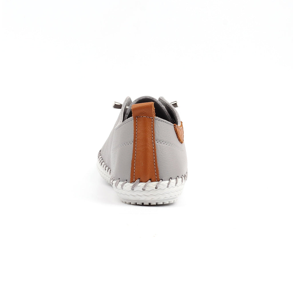 St Ives Light Grey Leather Plimsoll