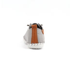 St Ives Light Grey Leather Plimsoll