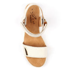 Lark White Leather Wedge Sandal
