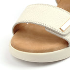Lark White Leather Wedge Sandal