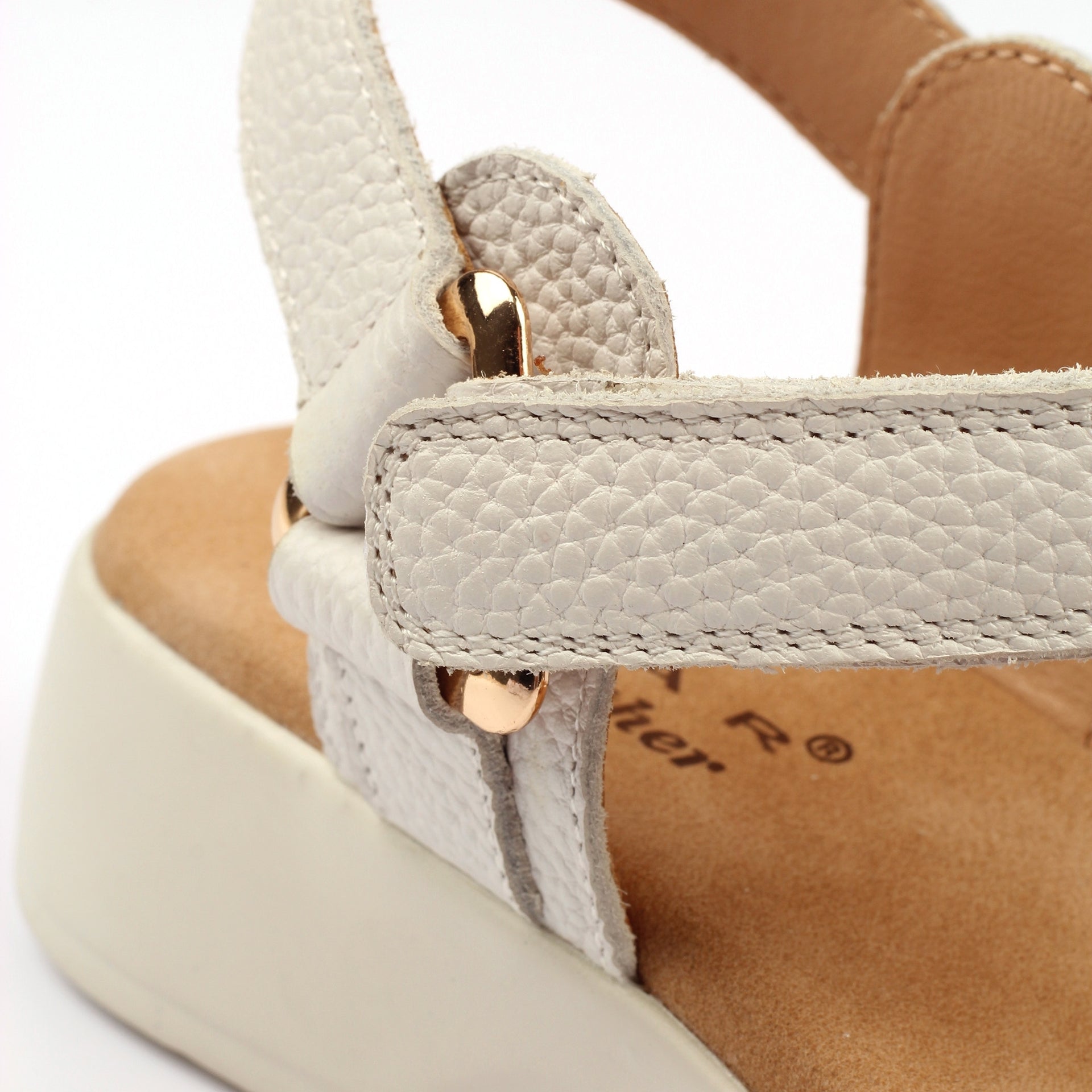 Lark White Leather Wedge Sandal