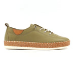 Evie Khaki Leather Plimsoll