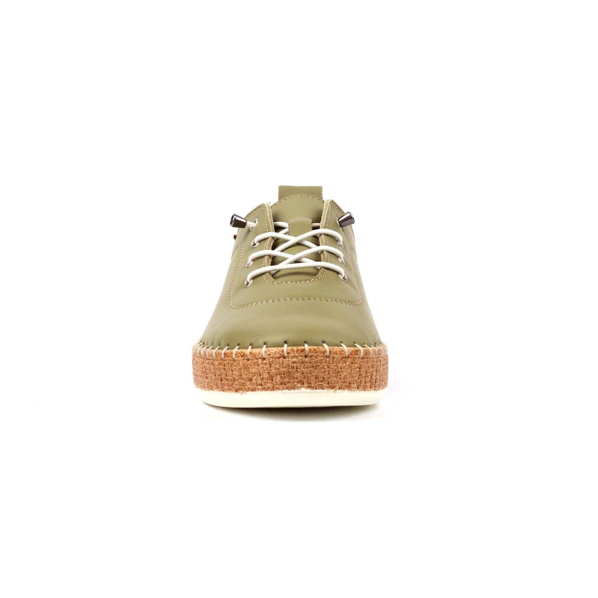 Evie Khaki Leather Plimsoll