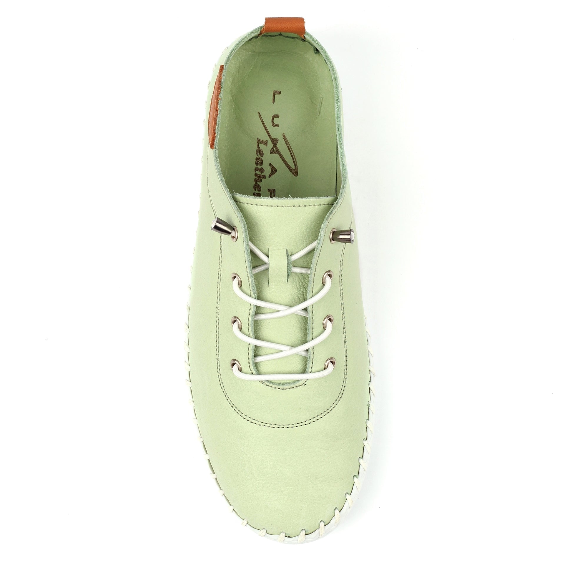 St Ives Soft Sage Leather Plimsoll