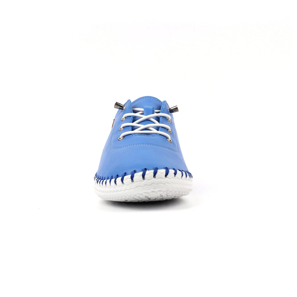 St Ives Azure Blue Leather Plimsoll