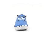 St Ives Azure Blue Leather Plimsoll