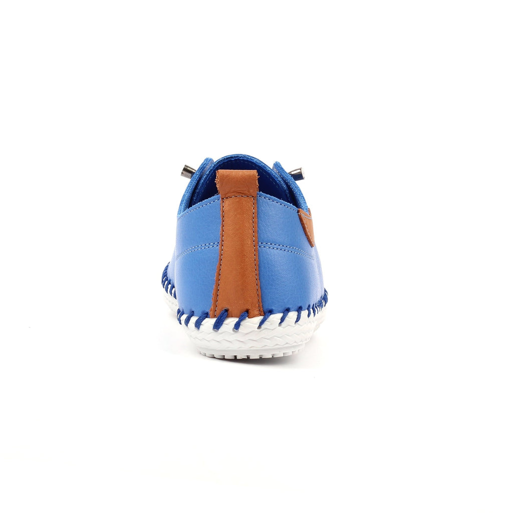 St Ives Azure Blue Leather Plimsoll