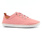 St Ives Candy Pink Leather Plimsoll
