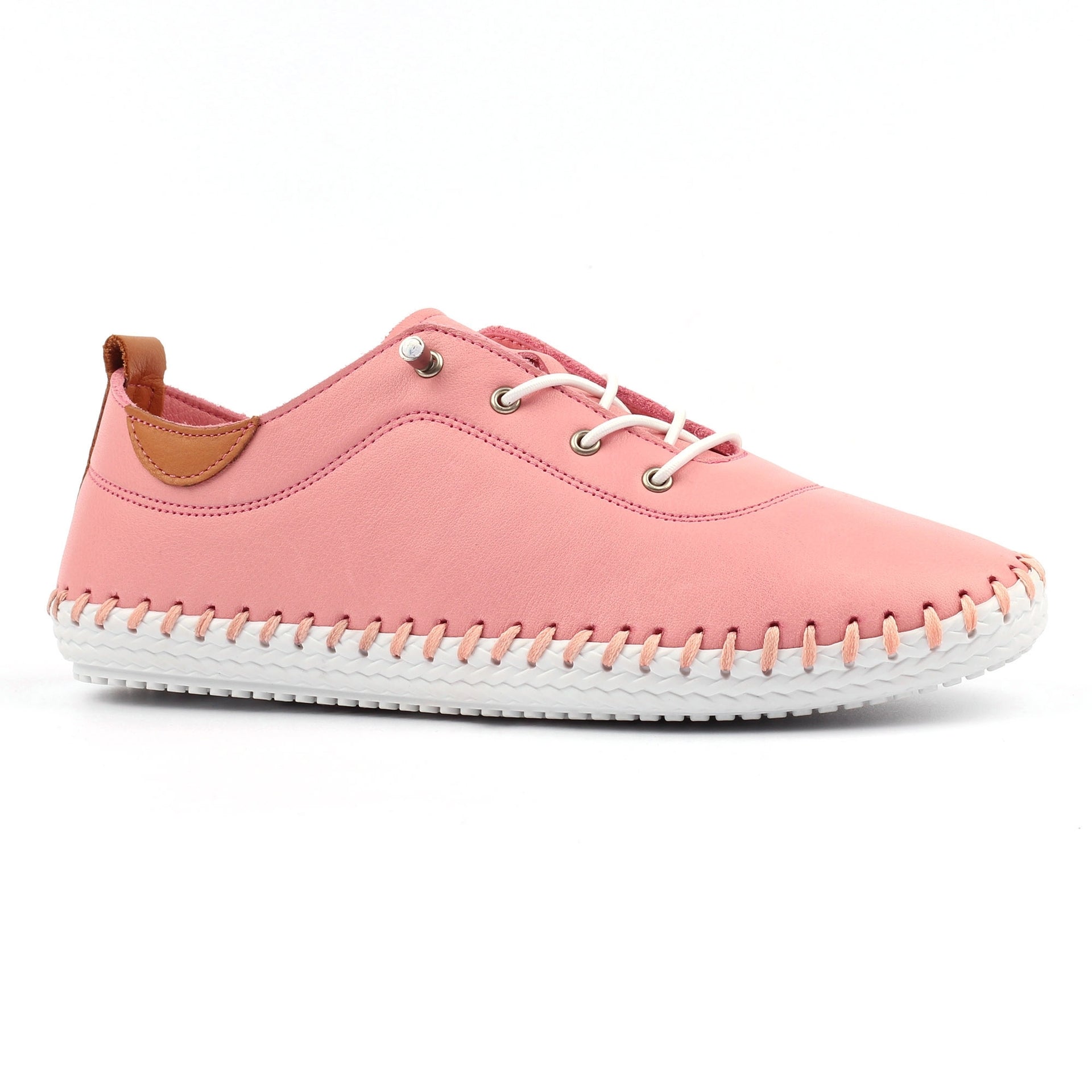 St Ives Candy Pink Leather Plimsoll