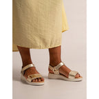 Lark Gold Leather Wedge Sandal