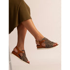 Steffi Ocelot Leather Wedge Sandal