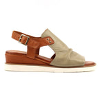 Steffi Khaki Leather Wedge Sandal