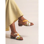Olympia Khaki Block Heel Leather Sandal