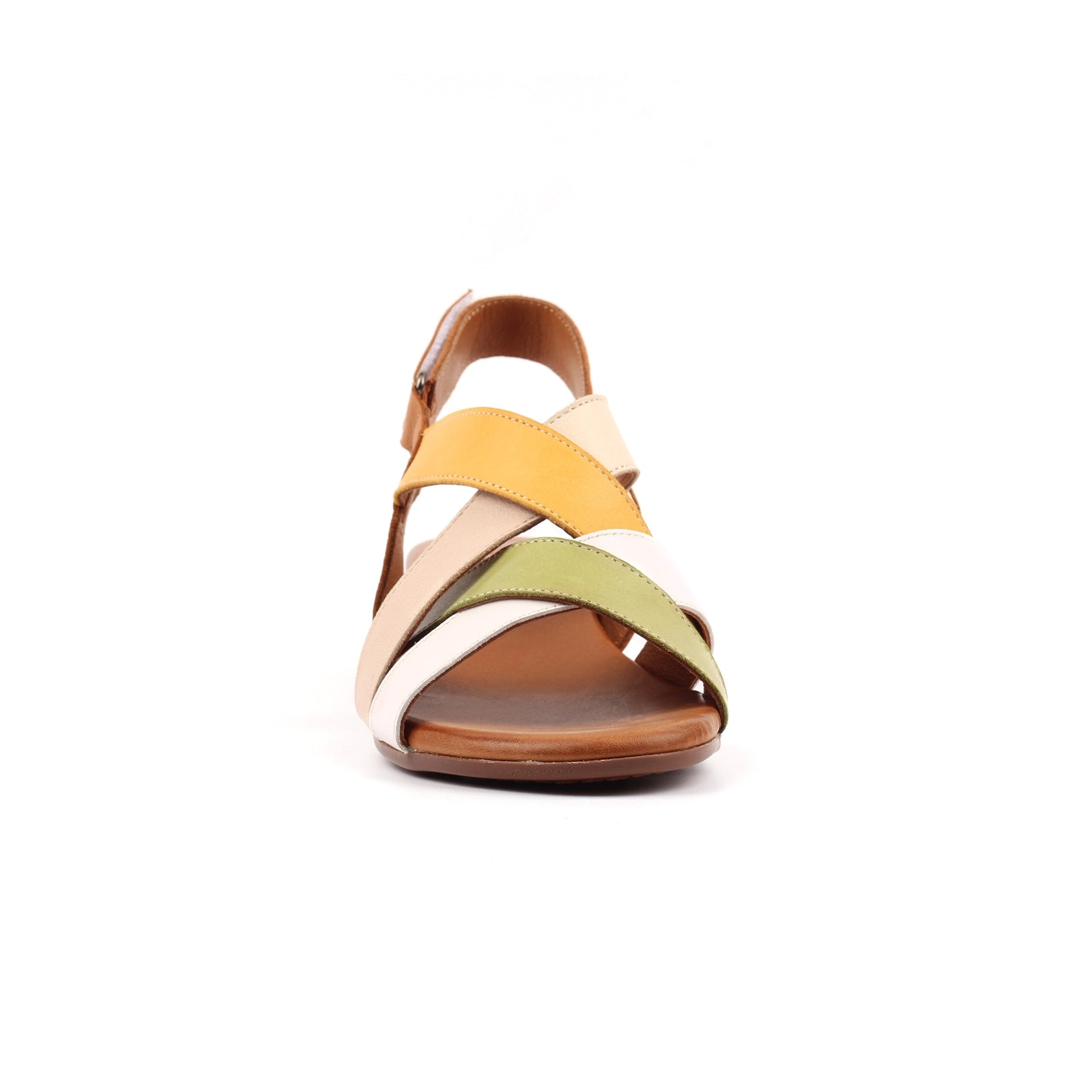 Olympia Khaki Block Heel Leather Sandal