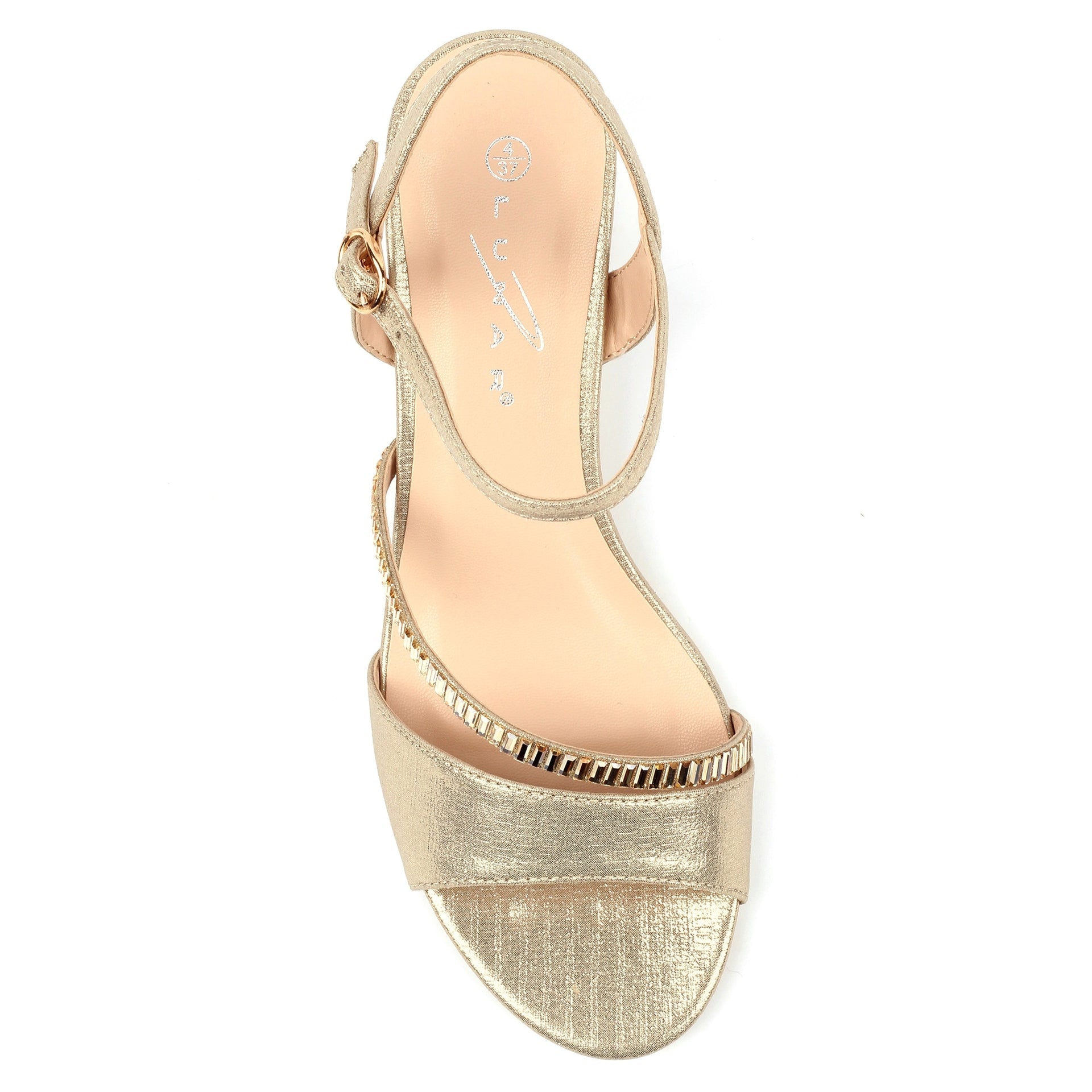 Jen Gold Block Heel Sandal